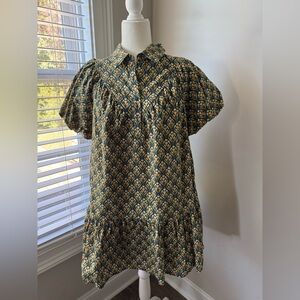 Floral print puff sleeves dress